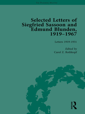 cover image of Selected Letters of Siegfried Sassoon and Edmund Blunden, 1919�1967 Vol 1